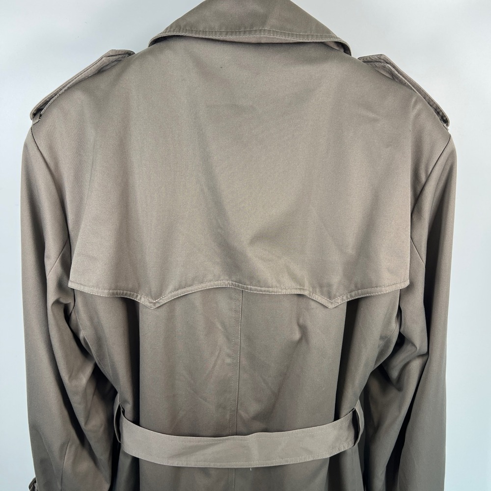 Windsor Club London Fog Mens Trench Coat 40 Long Taupe Double Breasted Belted - Picture 4 of 8